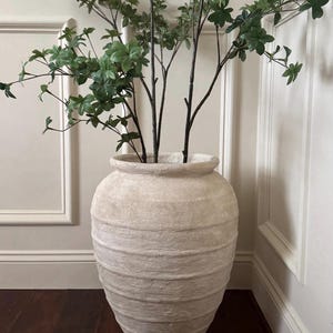 Aged neutral stone textured artisan pottery earthenware vessel primitive hand crafted| antique vintage |Singular handcrafted piece
