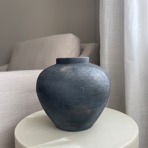Aged artisan earthenware stone vessel aged stone look  vase hand crafted| antique aged pottery vase|home decor|one of a kind hand finished