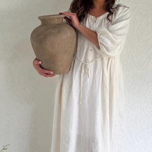 Aged artisan brown stone look vase| distressed vase pot| rustic vase|wabi sabi hand crafted and finished| antique olive jar| textured