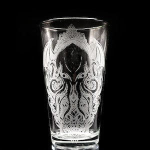 CTHULHU Engraved 16oz Pint Glasses | Legends Creatures HP Lovecraft Monsters Fantasy | Dishwasher Safe | Great Beer Drinking Gift Idea!