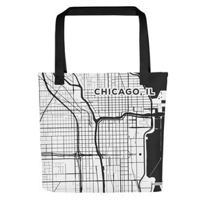 CHICAGO City Street Karte Einkaufstasche | Stylische Urban gearbeitete Schultertasche