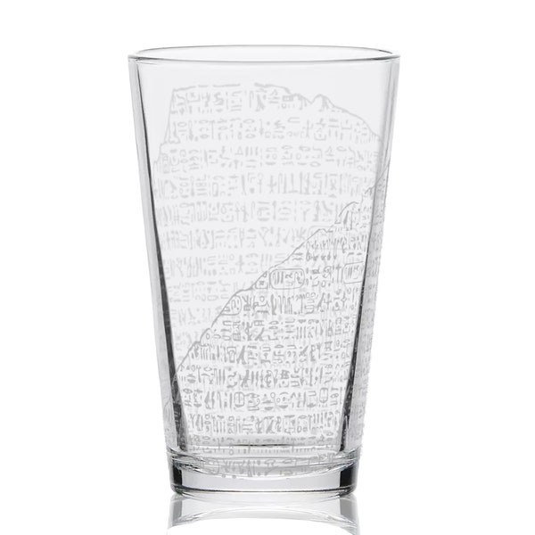 ROSETTA STONE Engraved 16oz Pint Glass | Ancient Artifact Laser Etched Glassware | Great Gift Idea!