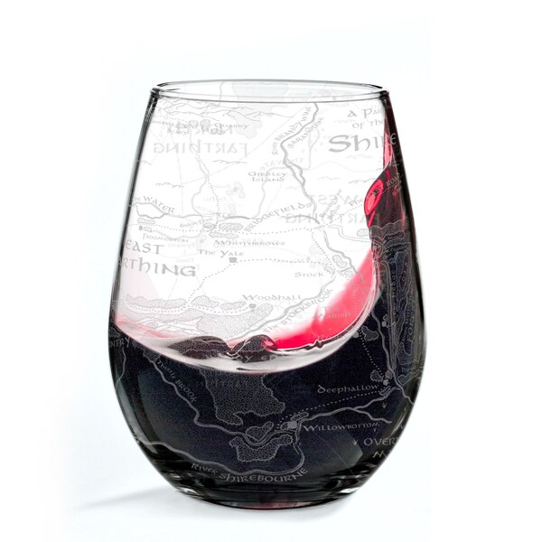 MAP of THE SHIRE Engraved 17oz Wine Glass | Inspired by Tolkien, Hobbits, & Middle Earth | Christmas Gift | Unique Elvish Wizard Fantasy!