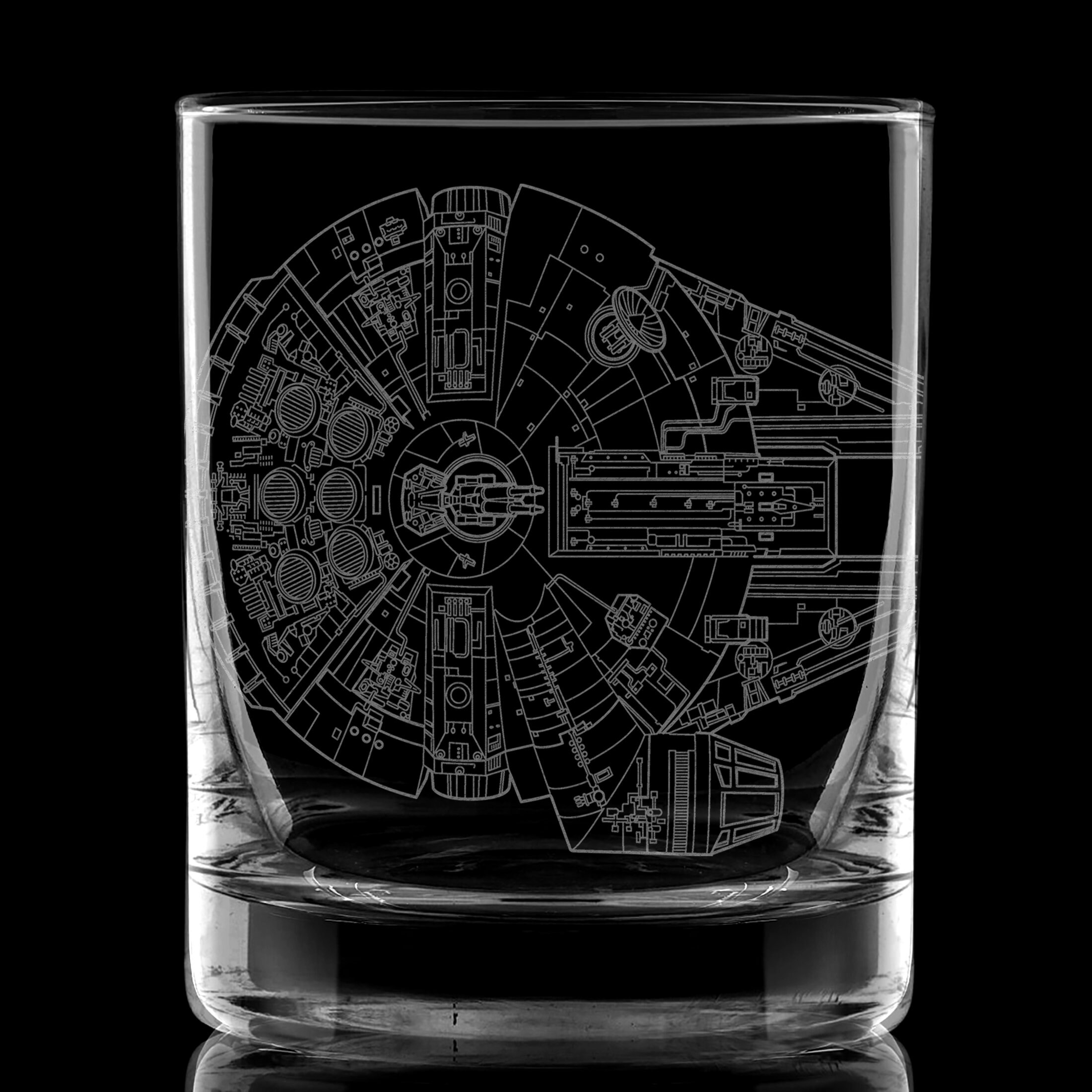MILLENNIUM FALCON Engraved 11oz Rocks Glass Great Christmas Gift for