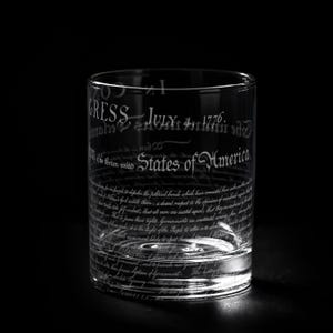 DECLARATION of INDEPENDENCE Engraved 11oz Rocks Glass | Liberty Toast America USA July 4th | Great Gift Idea!