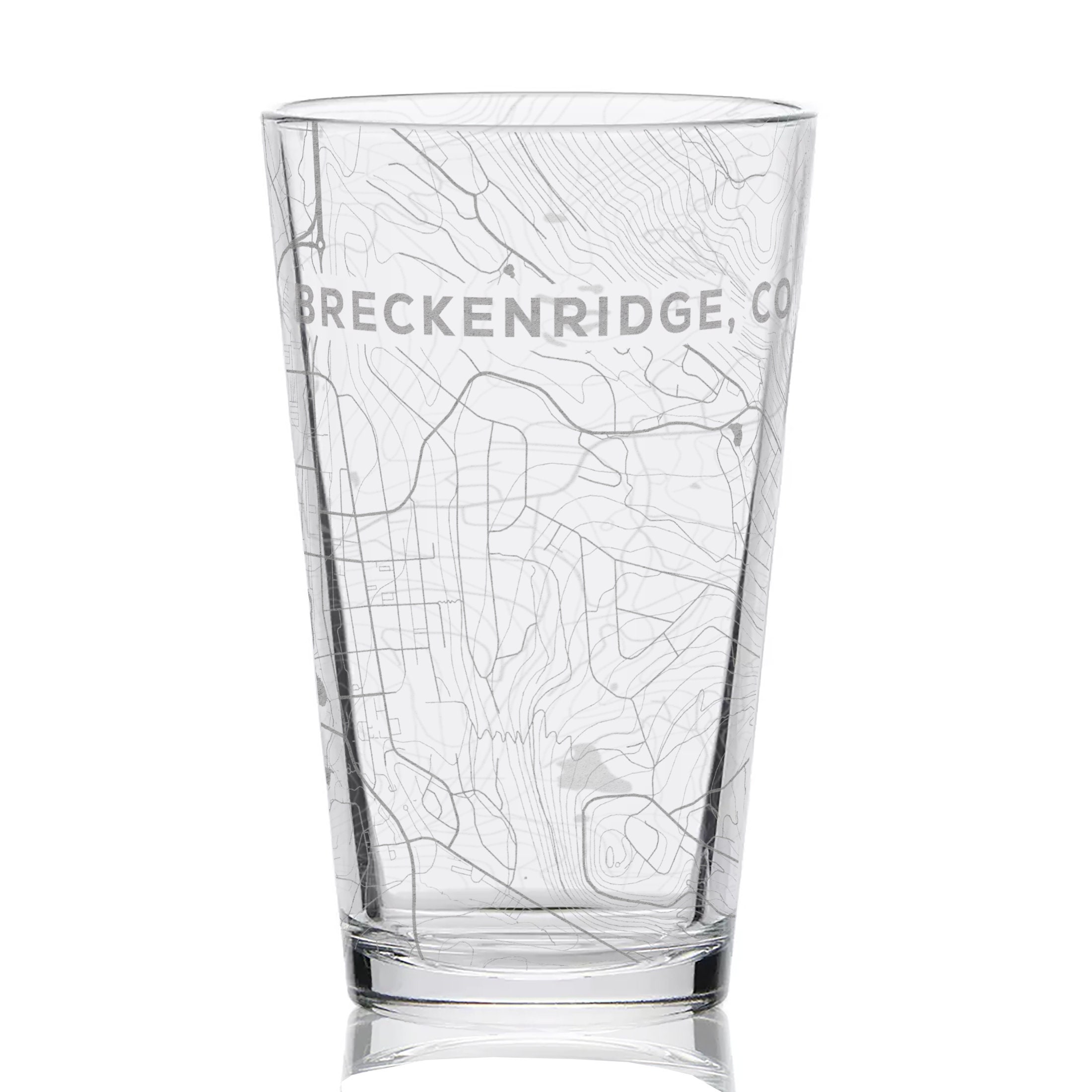 COLORADO MOUNTAIN RESORTS Engraved 16oz Pint Glasses | Mtns Ski Resorts Contour Topographic Map Mountains | Great Drinking Gift Idea!