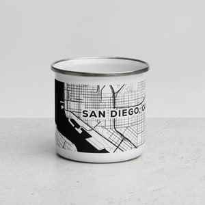 Mapa de calles de la ciudad de SAN DIEGO Taza de esmalte de 12 oz / Taza única con estampado de calles de la ciudad / ¡Gran idea de regalo!