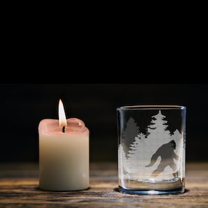 BIGFOOT In The WOODS Engraved 3oz Shot Glass | Legends Creatures Yeti Sasquatch | Dishwasher Safe | Great Drinking Gift Idea!