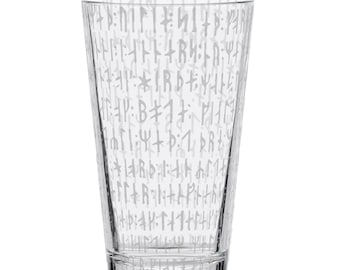 NORDIC VIKING RUNES Engraved 16oz Pint Glass | Handcrafted Norse Symbol Beer Mug | Great Gift Idea!