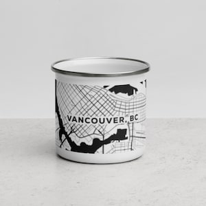 Taza esmaltada de 12 oz con mapa de calles de la ciudad de VANCOUVER / Taza única con estampado de calles de la ciudad / ¡Gran idea de regalo!
