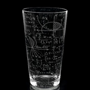 MATH EQUATIONS Engraved 16oz Pint Glass | Formulas School College Math Physics Numbers Science Academic | Great Gift Idea!
