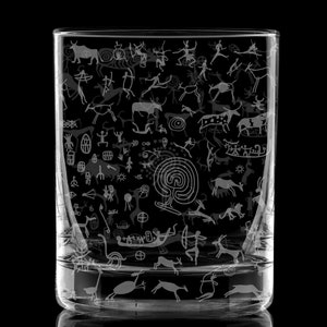 PREHISTORIC CAVE ART Graviertes 11 Unzen Whiskyglas | Altes Symbol Laser geätztes Glas | Tolle Geschenkidee!