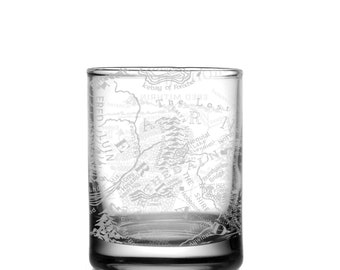 MAP of MIDDLE EARTH Engraved 3oz Shot Glass | Inspired by Tolkien, Hobbits, & Middle Earth | Christmas Gift | Unique Elvish Wizard Fantasy