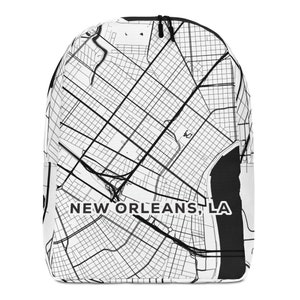 NEW ORLEANS City Street Karte Minimalistischer Rucksack | Urban Entdecker Reisetasche mit Einzigartigem Druck | Tolle Geschenkidee!