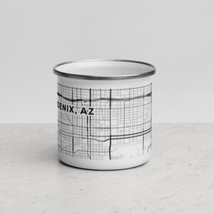 Mapa de calles de la ciudad de PHOENIX Taza esmaltada de 12 oz / Taza única con estampado de calles de la ciudad / ¡Gran idea de regalo!
