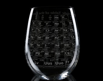 PERIODENDIEBSTAHL graviertes Weinglas | 17 oz Rim Tempered | Naturelemente Chemie Biologie | Tolle Geschenkidee!