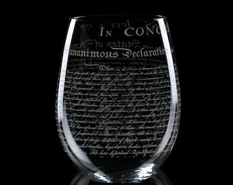 DECLARATION of INDEPENDENCE Engraved 17oz Wine Glass | Liberty Toast America USA July 4th | Great Gift Idea!