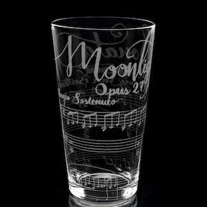 MOONLIGHT SONATA Engraved 16oz Pint Glass | Beethoven Sheet Music Classical Music Piano | Great Gift Idea!