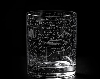 MATH EQUATIONS graviertes Whiskyglas | 11 oz Rim Tempered | Naturelemente Chemie Biologie | Tolle Geschenkidee!