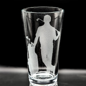 GOLF Engraved 16oz Pint Glass | Etched Beer Drink Golfer Golfing Meme Sport Hobby Unique Glassware Great Drinking Gift Idea!