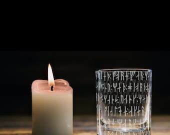 NORDIC VIKING RUNES Engraved 3oz Shot Glass | Handcrafted Norse Symbol Votive Glass | Great Gift Idea!