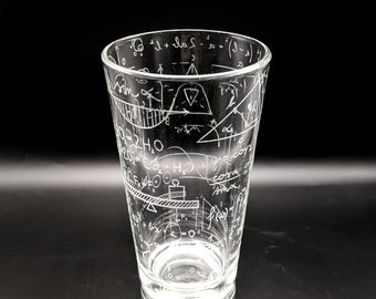 SCIENCE Engraved 16oz Pint Glasses | Formulas School College History Numbers Scientific Academic | Great Gift Idea!