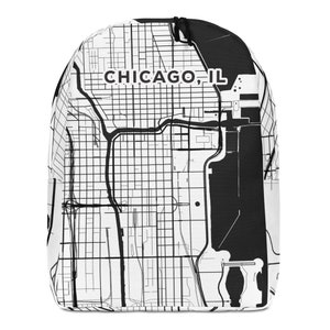 Mochila minimalista CHICAGO City Street Map / Bolsa de viaje Urban Explorer con impresión única / ¡Gran idea de regalo!