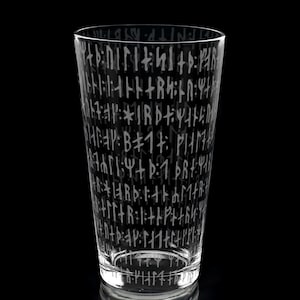 NORDIC VIKING RUNES Engraved 16oz Pint Glass | Handcrafted Norse Symbol Beer Mug | Great Gift Idea!
