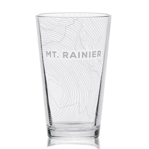 MT RAINIER Washington gegraveerd 16oz pintglas | Amerikaanse Mtns Skigebieden Contour Topografische Kaart Bergen | Geweldig cadeau-idee voor drinken!