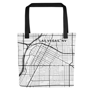 LAS VEEAS City Street Map Einkaufstasche | Stylische Urban gearbeitete Schultertasche