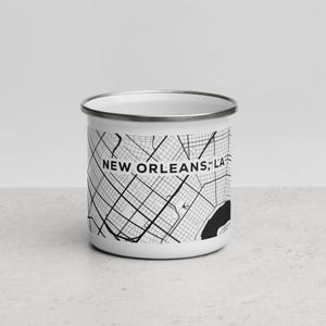 Taza de esmalte de 12 oz con mapa de calles de la ciudad de NUEVA ORLEANS / Taza con impresión única de calles de la ciudad / ¡Excelente idea para regalo!