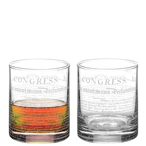 DECLARATION of INDEPENDENCE (Set Of 2) Engraved 11oz Rocks Glass | Liberty Toast America USA July 4th | Great Gift Idea!