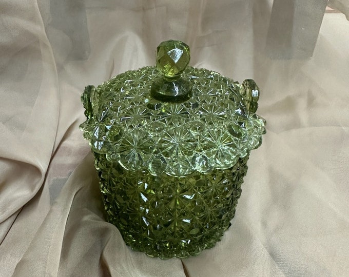 Vintage Green Candy Dish W/lid Etsy