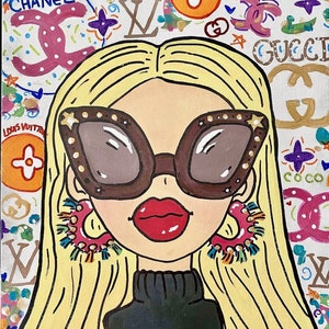 Dorm room decor, preppy girl, diva girl, funky girl, painting