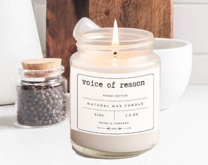 Voice of Reason 'Fresh Cotton'  scent - Soothing candle - Aromatherapy Candle Hand poured natural candles