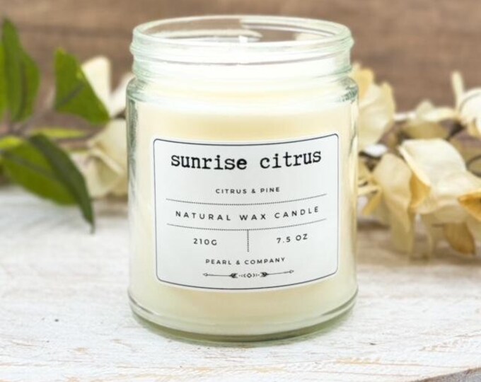 Sunrise Citrus 'Citrus and pine'  spring candle fall candle Hand poured natural candles