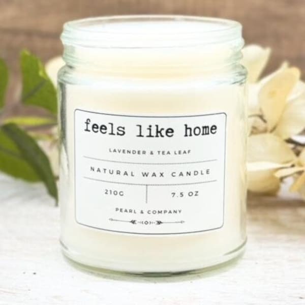 Feels like home 'Lavender & Tea Leaf' scent - Stress relief candle - Aromatherapy Candle - Hand poured natural candles