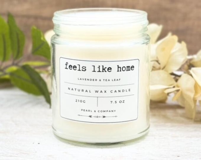 Feels like home 'Lavender & Tea Leaf' scent - Stress relief candle - Aromatherapy Candle - Hand poured natural candles