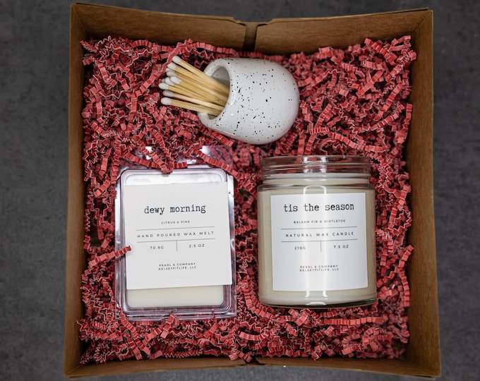 Candle Gift Box Sampler| Organic Candles | Christmas Candle Gift Set | Housewarming Candle Gift Box | Gift Wrapped