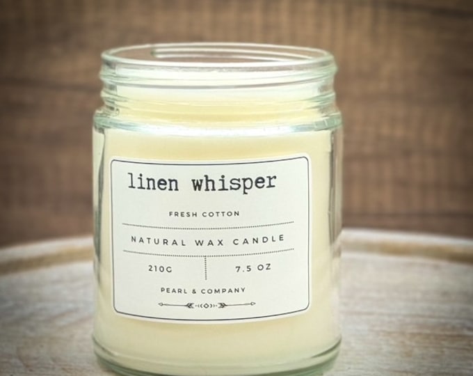 Linen Whisper - fresh cotton -   scent - Soothing candle - Aromatherapy Candle Hand poured natural candles