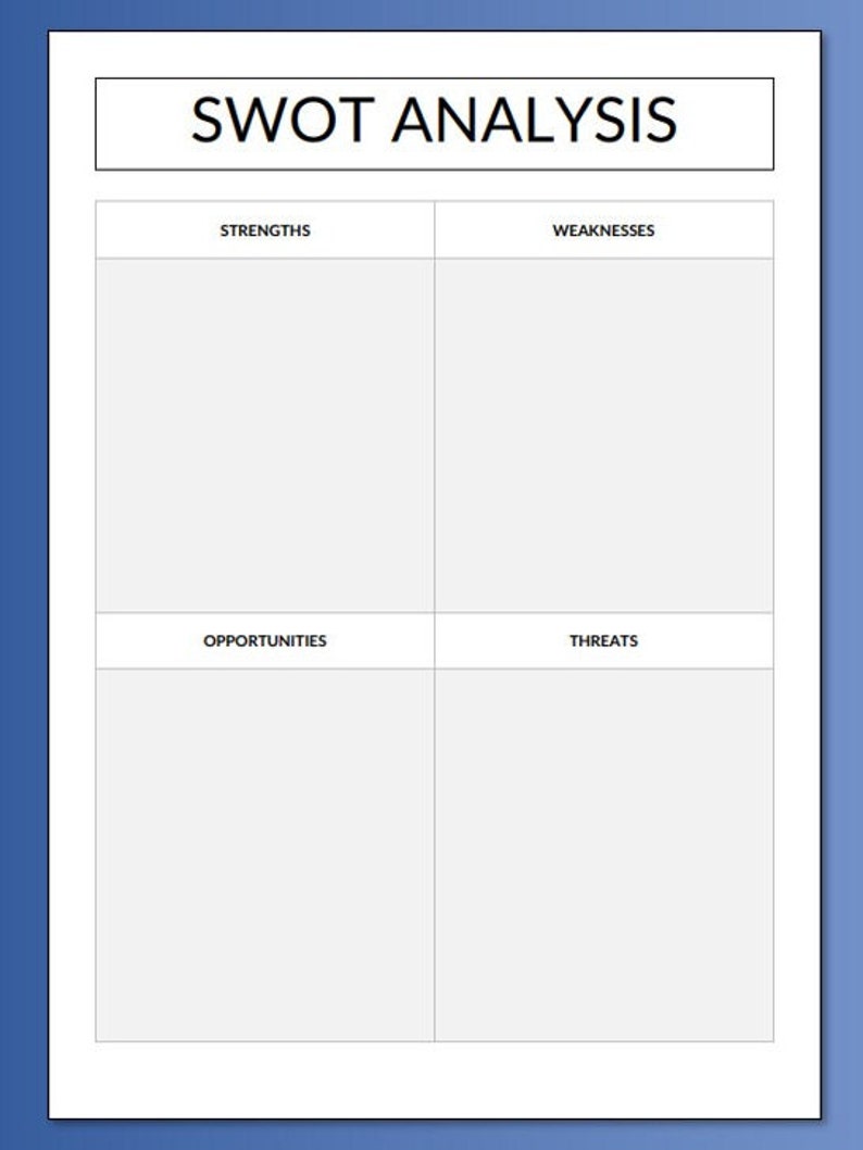 SWOT Analysis Printable PDF Set Etsy