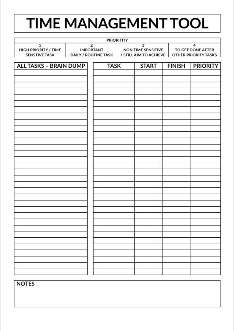 Time Management (timeboxing) Planner - Printable PDF - Etsy