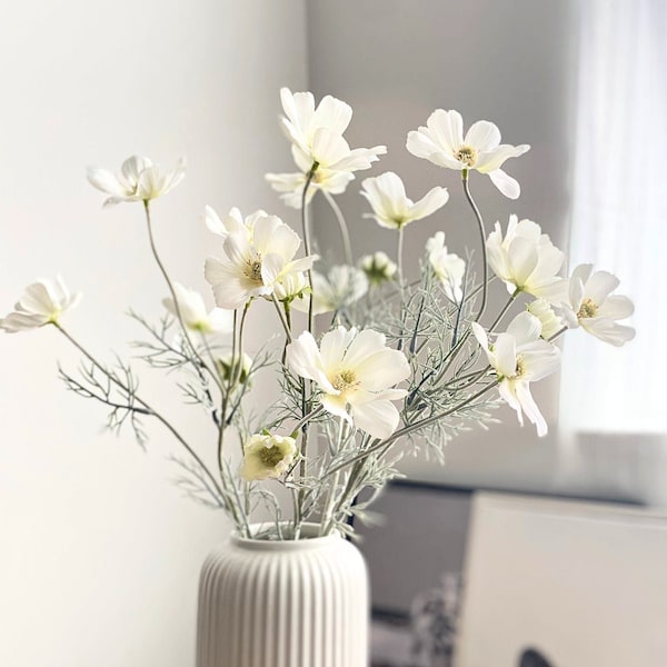 Faux Silk Cosmos Stem - High Quality Artificial Flower / DIY / Floral / Wedding / home Decoration / Gifts / Cream White