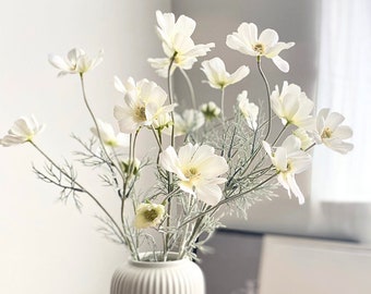 Tige de cosmos imitation soie - Fleur artificielle de haute qualité / A faire soi-même / A fleurs / Mariage / Décoration d'intérieur / Cadeaux / Blanc crème
