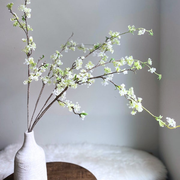 Fausse branche de saule des neiges avec bourgeons - Tige de fleur artificielle / DIY floral / Mariage / Décoration de la maison / Cadeaux / Blanc
