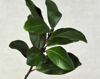 Artificial Real Touch Magnolia Leaf Branch- Faux Greenery / Plant / Wedding / Bouquet / Arrangement / Centerpiece / Home Decor / DIY / Gifts