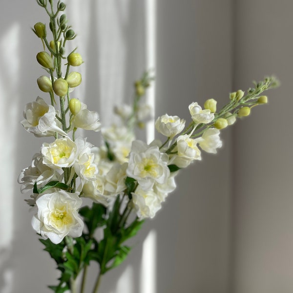 Faux Delphinium Stem -  Artificial Flower / Wedding / Centerpiece / Home Decoration / DIY Floral / Gifts / White