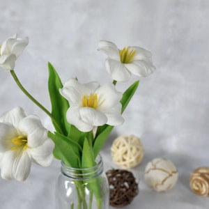Tige de tulipe ouverte artificielle - Fleurs artificielles de haute qualité / Mariage / Bouquet / Décoration d'intérieur / DIY / Pièce maîtresse / Cadeaux / Blanc