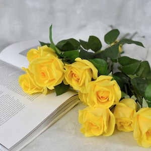 Real Touch Rose Stem - High Quality Artificial Flower / Wedding / Bouquet / Home Decoration / Arrangement / Centerpieces /Gifts / Yellow