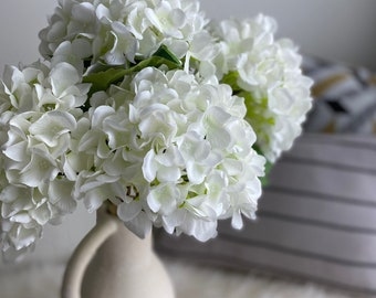 Artificial Hydrangea Flower Stem -  DIY Floral / Wedding / Home Decoration / Gifts / White / Light Green